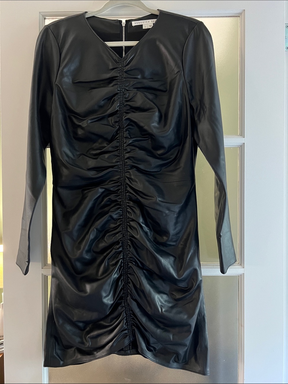 Veronica Bears Bernadette Shirred mini dress black size 10